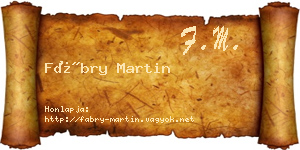 Fábry Martin névjegykártya